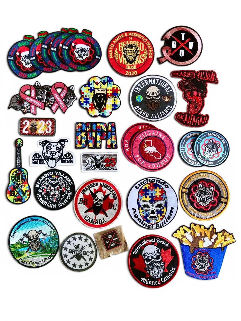 Bearded Villains Assorted Embroidered Patches